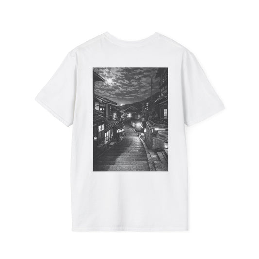 The NAMI Kyoto Night Streetscape T-Shirt Black White - White / S - T-Shirt