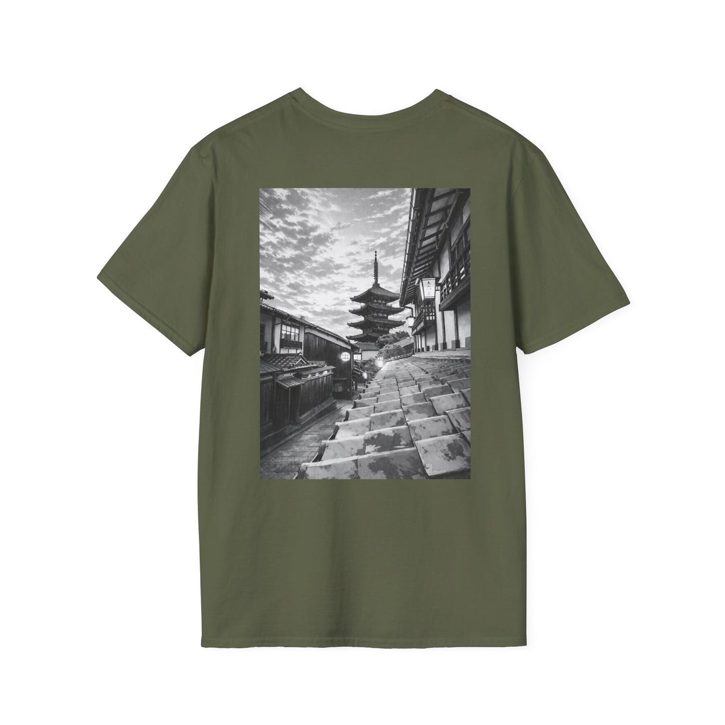The NAMI Kyoto Day Streetscape T-Shirt Black White - Military Green / S - T-Shirt