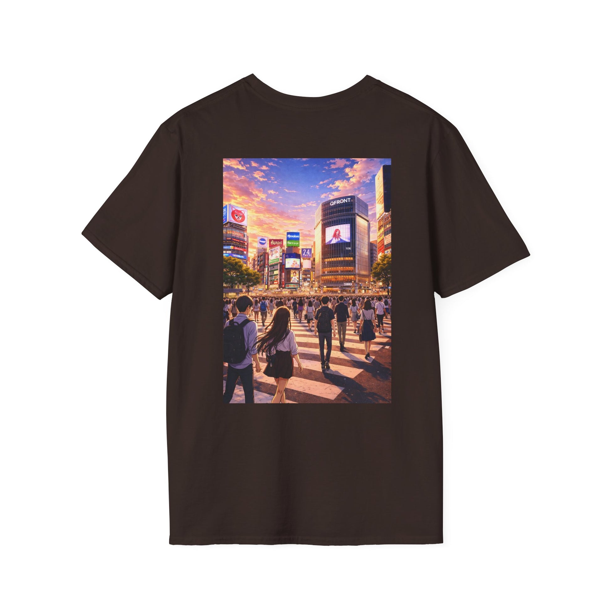 The NAMI Shibuya Tokyo Streetscape T-Shirt Full Colour - Dark Chocolate / S - T-Shirt