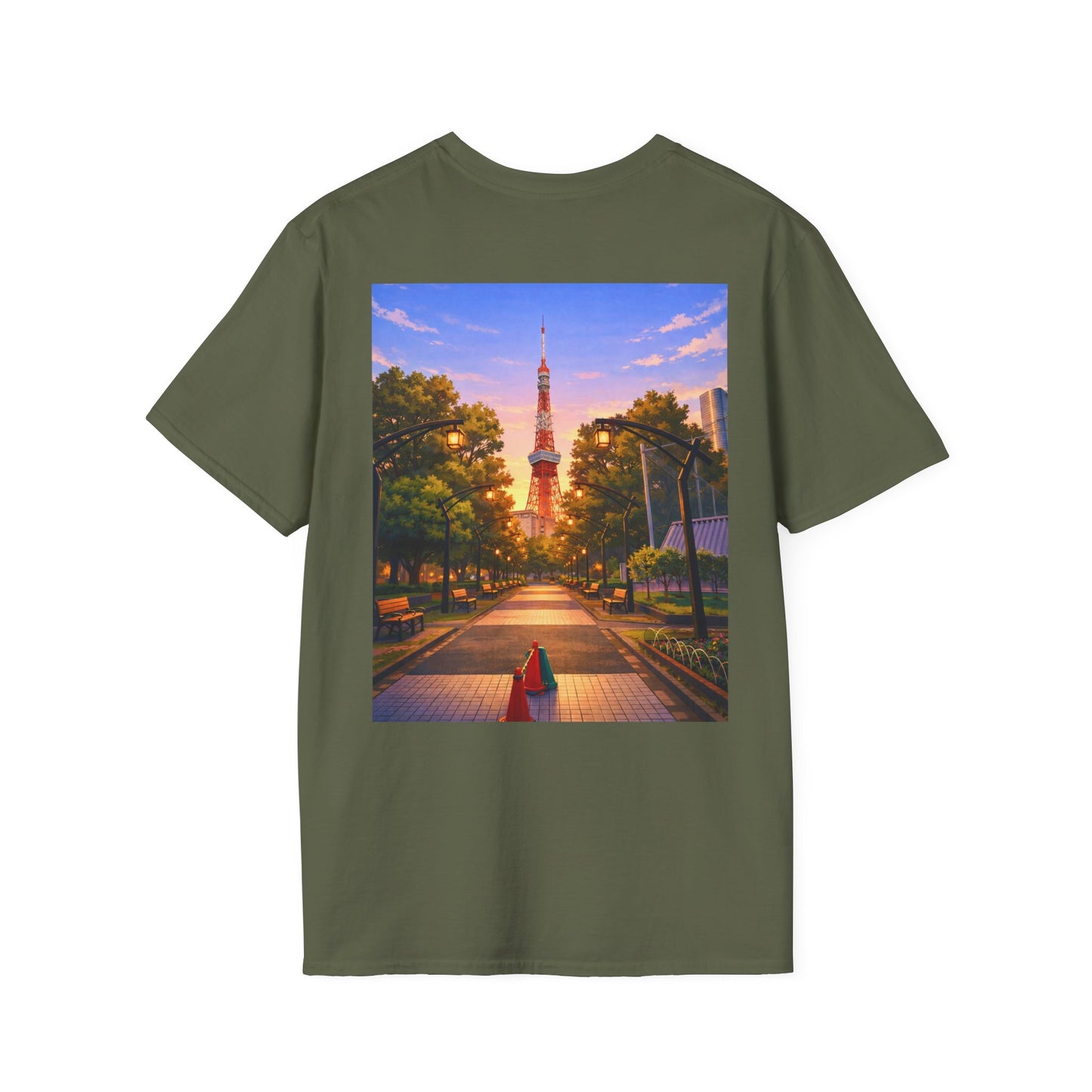 The NAMI Tokyo Tower T-Shirt Full Colour - Military Green / S - T-Shirt