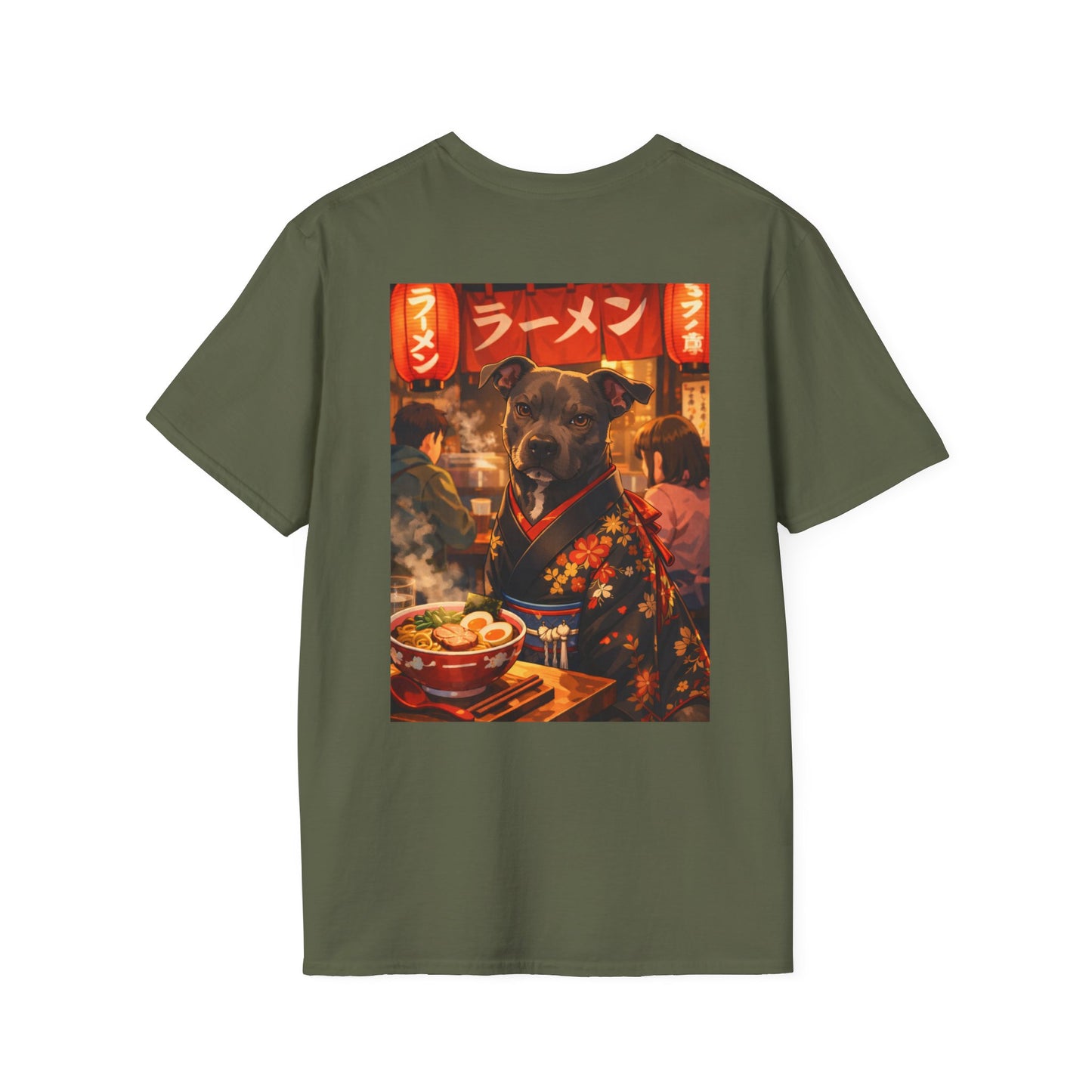 The NAMI Dog Ramen Kimono T-Shirt Full Colour - Military Green / S - T-Shirt