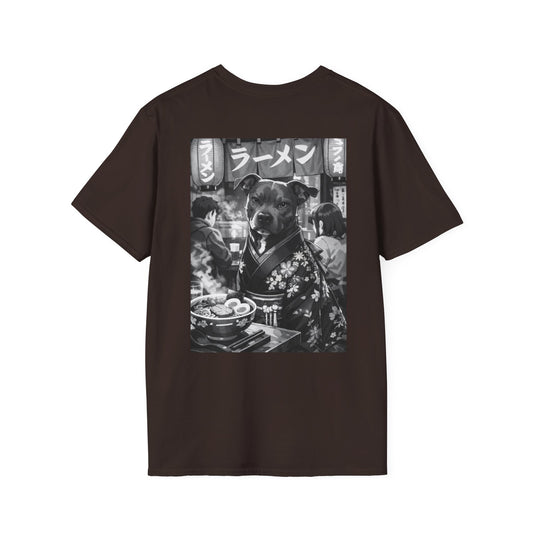 The NAMI Dog Ramen Kimono T-Shirt Black White - Dark Chocolate / S - T-Shirt