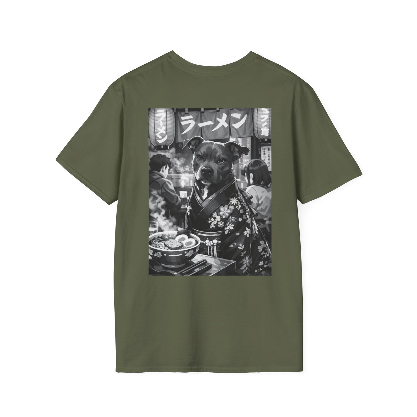 The NAMI Dog Ramen Kimono T-Shirt Black White - Military Green / S - T-Shirt