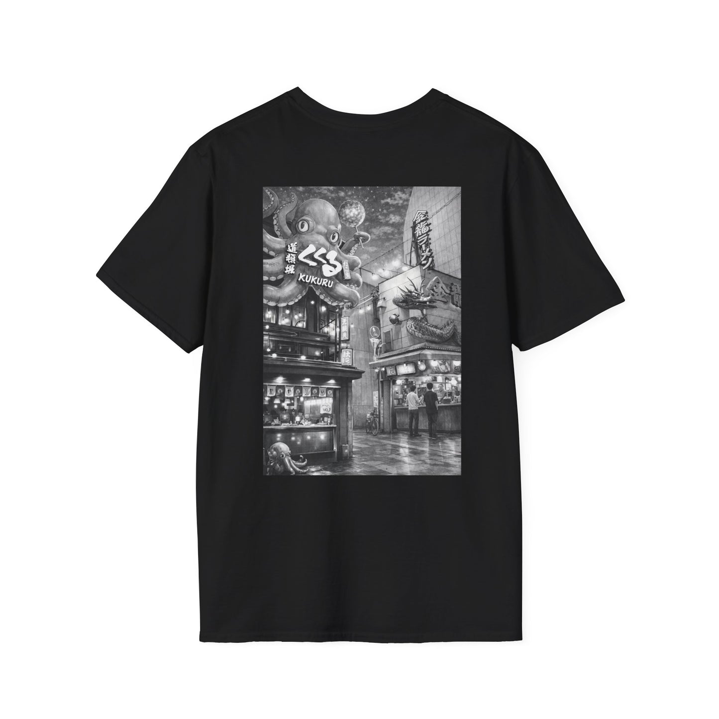 The NAMI Osaka Streetscape Kukuru T-Shirt Black White - Black / S - T-Shirt