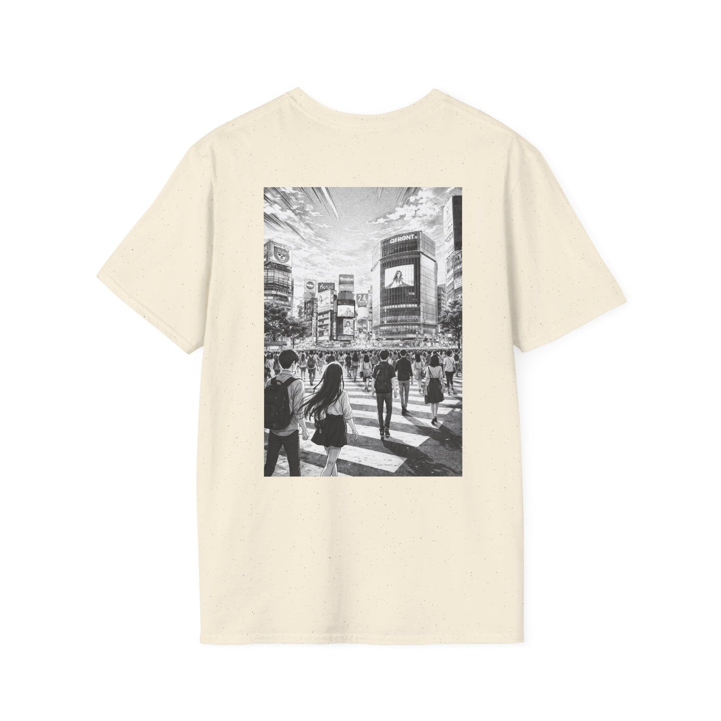 The NAMI Shibuya Tokyo Streetscape T-Shirt Black White - Natural / S - T-Shirt