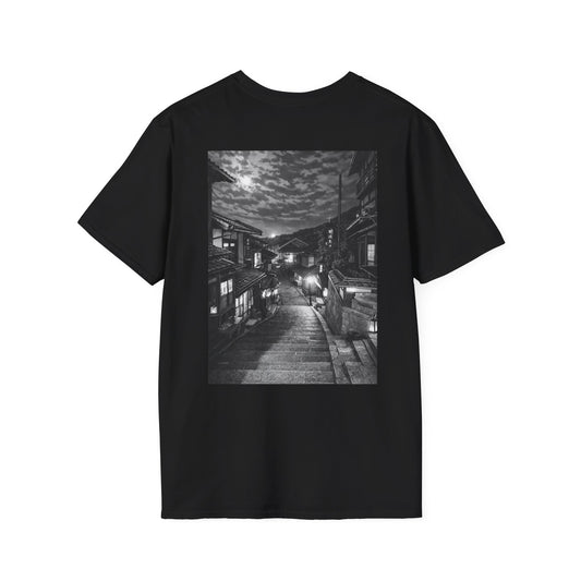 The NAMI Kyoto Night Streetscape T-Shirt Black White - Black / S - T-Shirt