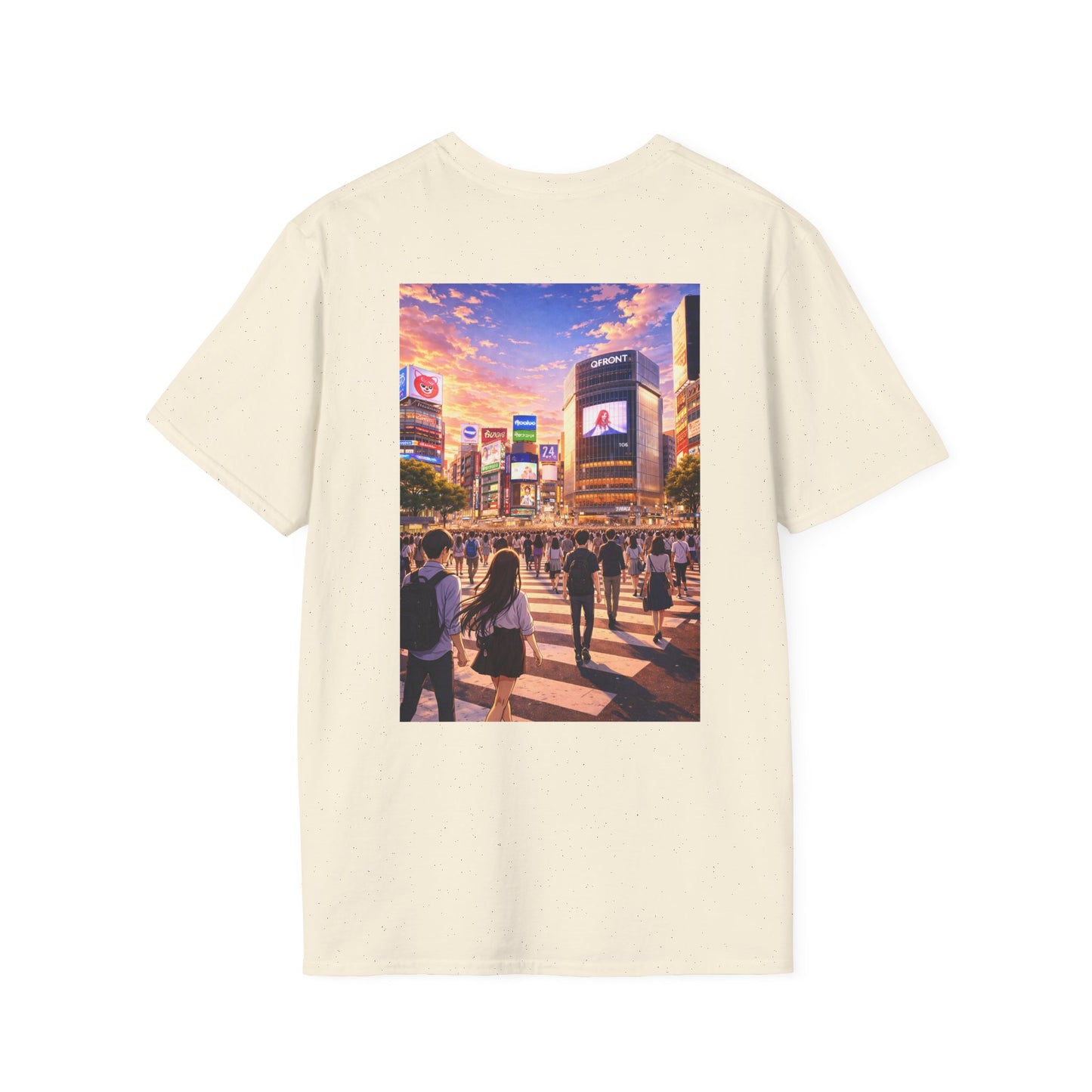 The NAMI Shibuya Tokyo Streetscape T-Shirt Full Colour - Natural / S - T-Shirt