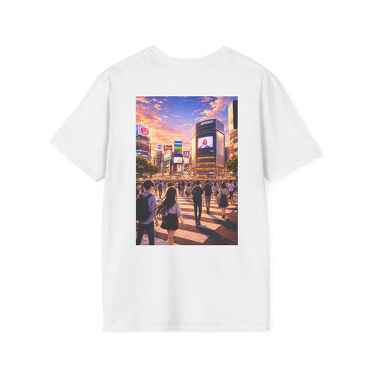 The NAMI Shibuya Tokyo Streetscape T-Shirt Full Colour - White / S - T-Shirt