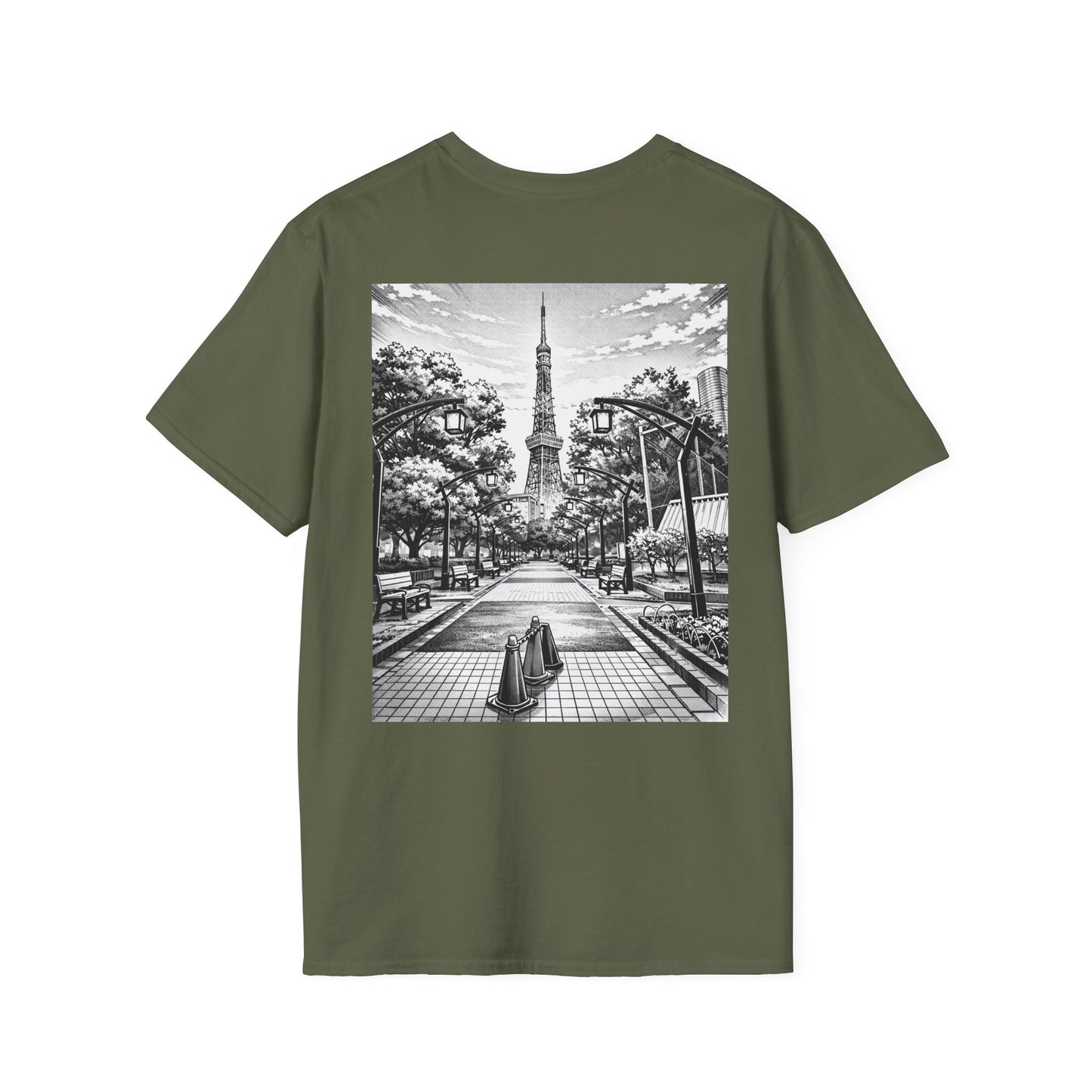 The NAMI Tokyo Tower T-Shirt Black White - Military Green / S - T-Shirt
