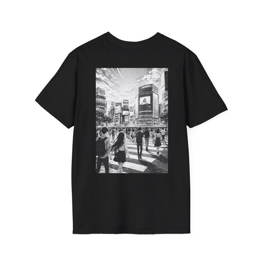 The NAMI Shibuya Tokyo Streetscape T-Shirt Black White - Black / S - T-Shirt