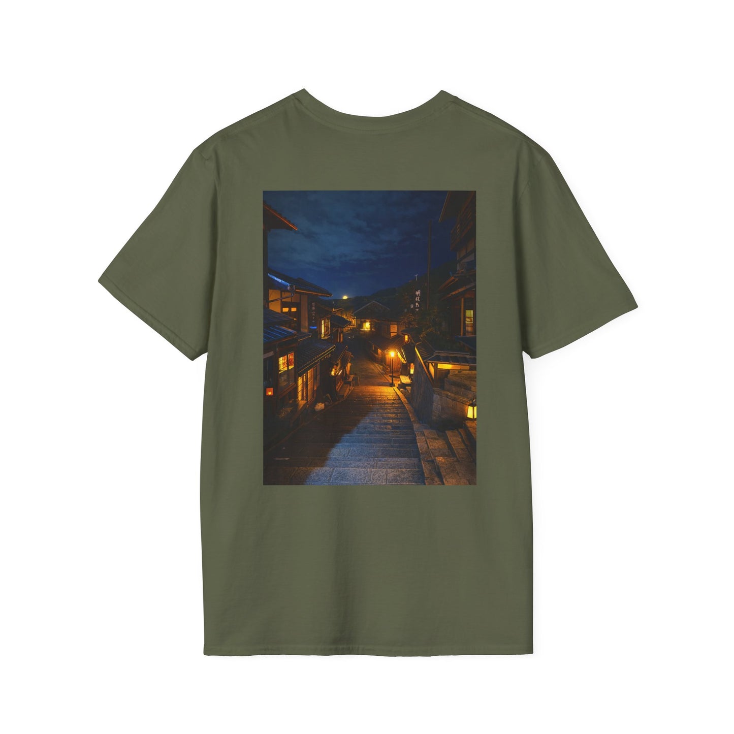 The NAMI Kyoto Night Streetscape T-Shirt Full Colour - Military Green / S - T-Shirt