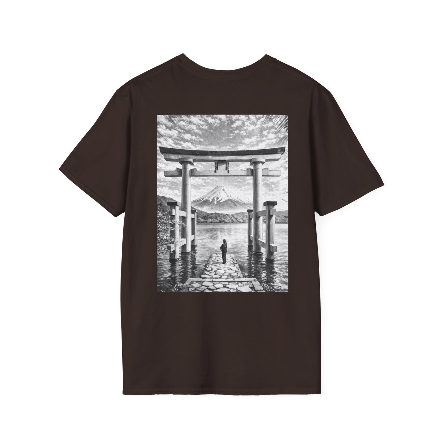The NAMI Torii Hakone T-Shirt Black White - Dark Chocolate / S - T-Shirt