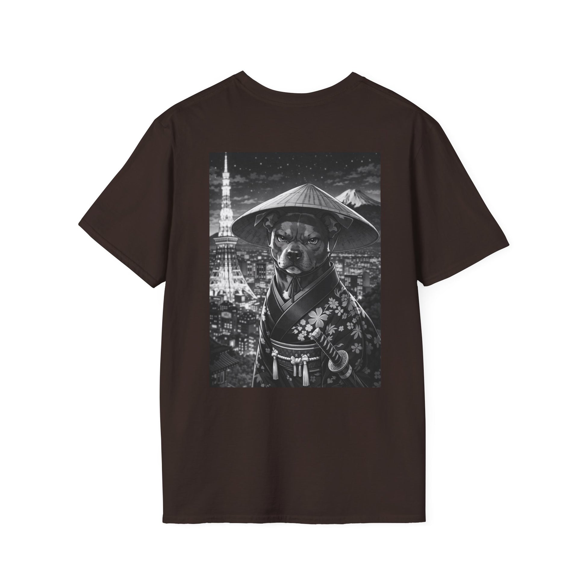 NAMI Dog Samurai T-Shirt (Black & White) - Dark Chocolate / S - T-Shirt
