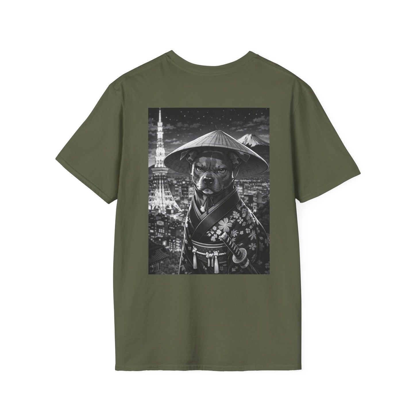 NAMI Dog Samurai T-Shirt (Black & White) - Military Green / S - T-Shirt