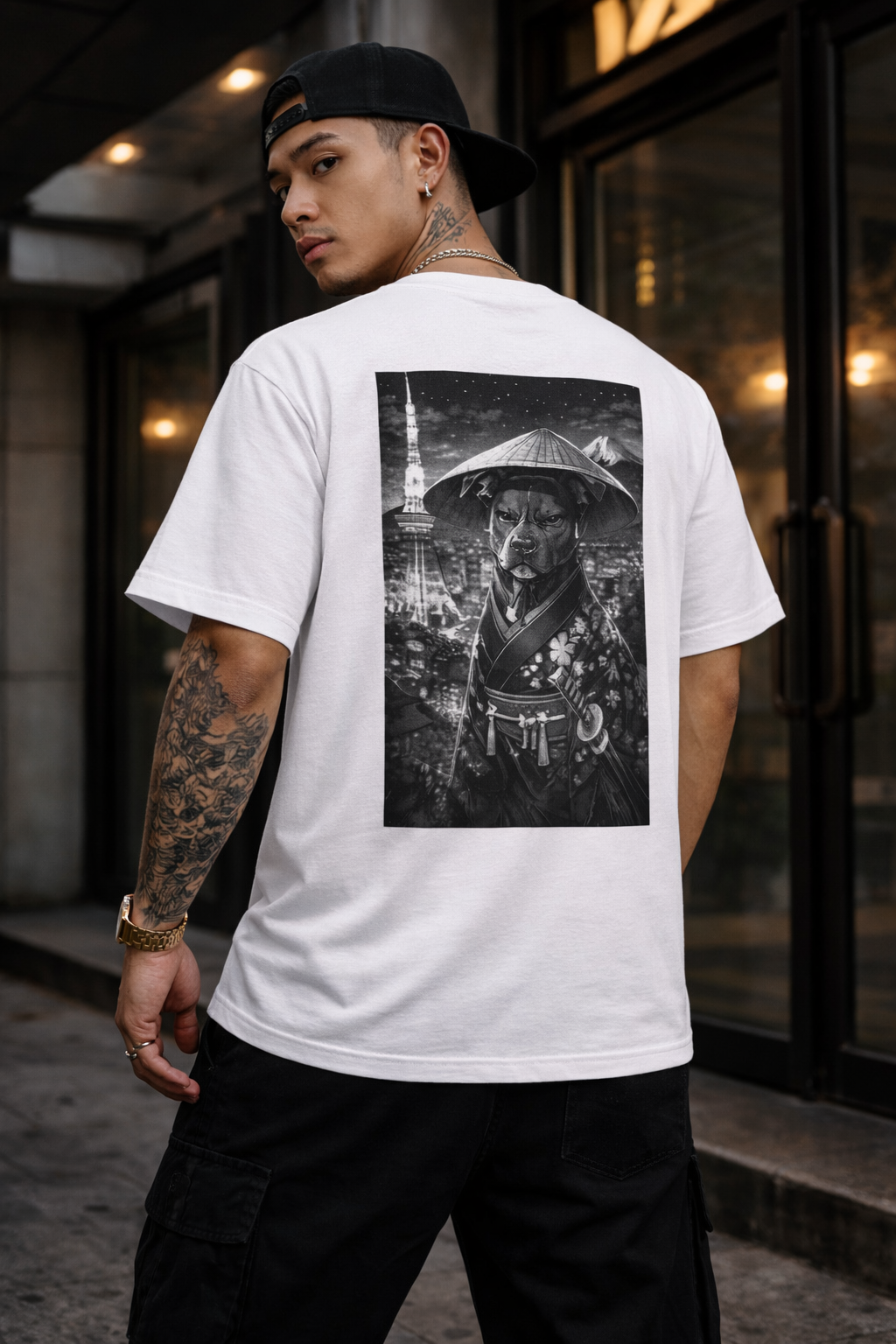 NAMI Dog Samurai T-Shirt (Black & White) - T-Shirt